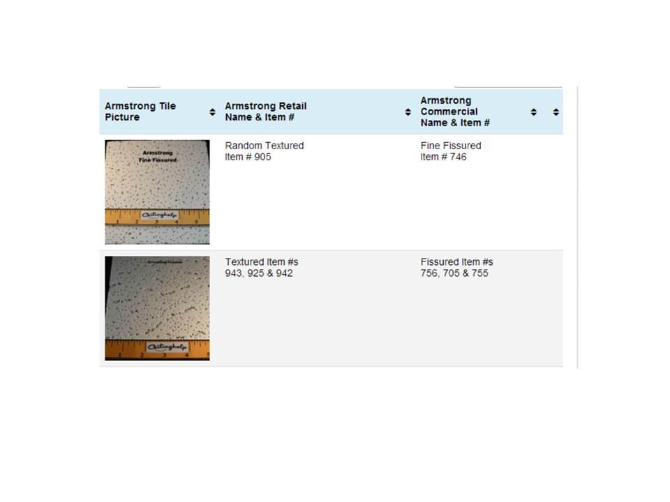 Armstrong Retail To Commercial Ceiling Tile Crossover Chart
